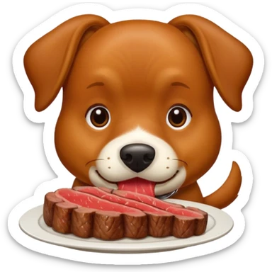 brown dog eating steak filet sticker