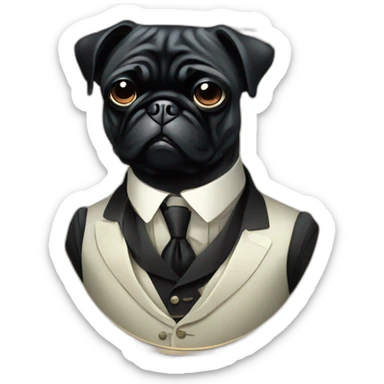 A cyberpunk black pug in Art Nouveau style during 1910 sticker
