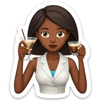black woman tired from working out with espresso martini in hand  sticker