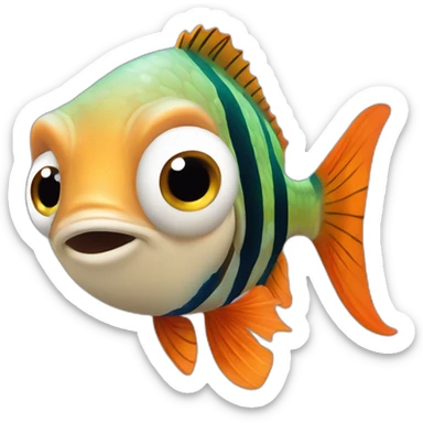 pescado nemo con muchos musculos y unas mancuernas sticker