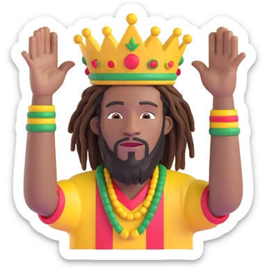 A rasta yard man bigging up di whole world 🌍🔥🤲🏾, reggae vibes 🎶, love and unity ✨💛💚❤️, every nation stand strong 🇯🇲🌐👑. sticker