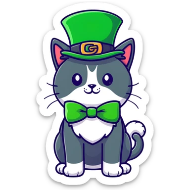 Cat leprechaun sticker