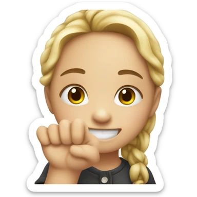 smiling girl with dirty finger sticker