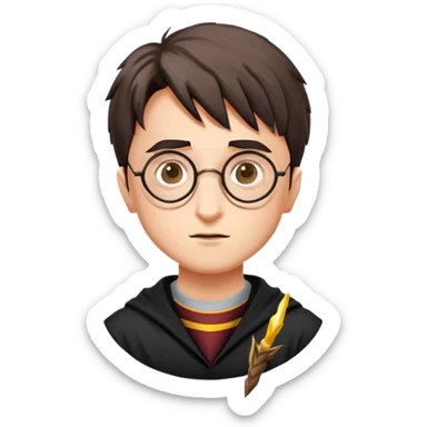 Harry Potter with round glasses and lightning scar sticker