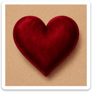 heart with a velvet texture, digital illustration sticker