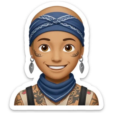 a human with bandana and tattoo sticker