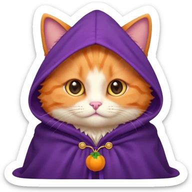 baby orange cat in purple cloak sticker
