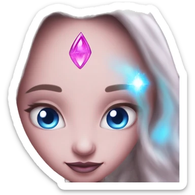 magical diva with pink andromedan skin long hair and blue eyes glowing third eye sticker