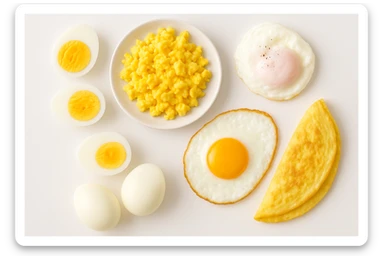 uova cotte in modo diverso in un clima pulito, viste dall'alto sticker