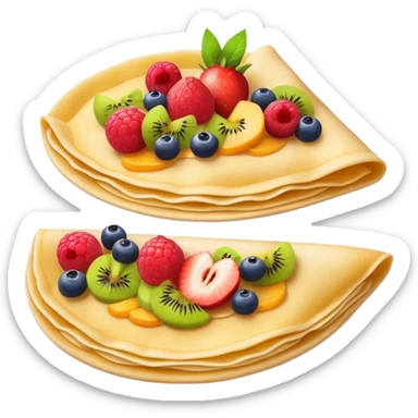Crepe with fruit toppings in emoji style sticker