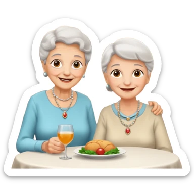 conversación dentro de un restaurant  dos personas y una de las persoans sea una abuela sticker