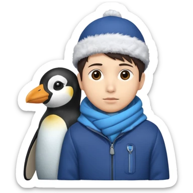 Winter penguin lying on Akashi Seijūrō’s shoulder with Akashi wearing winter clothes sticker