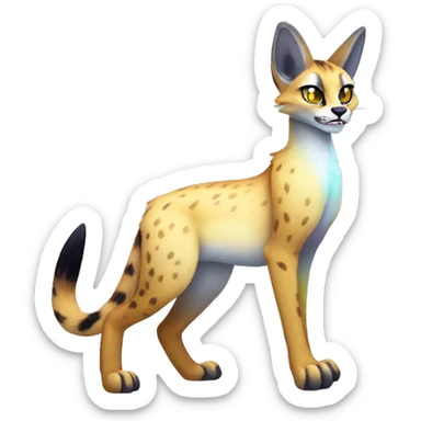 Cute Kawaii Cool Edgy Epic Ethereal Sparkly Colorful Sergal-Serval-Caracal-Vernid full body sticker