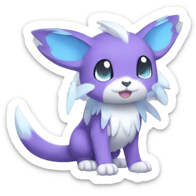 Cute cool purple white blue animal hybrid Fakemon full body sticker