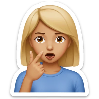 Chica mordiendose el dedo índice doblado pero sin sacar la lengua sticker