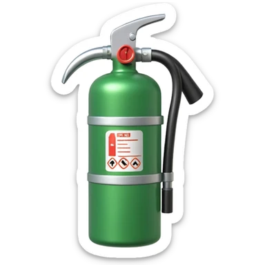 green fire extinguisher with foam coming out sticker