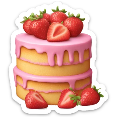 Pink strawberry cake sticker