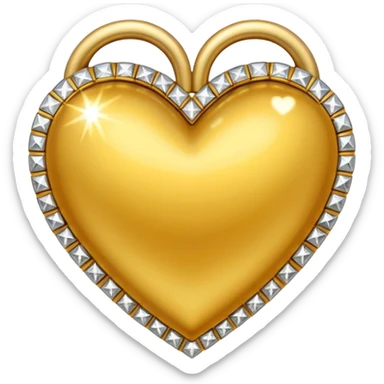 a golden heart studded with diamonds sticker