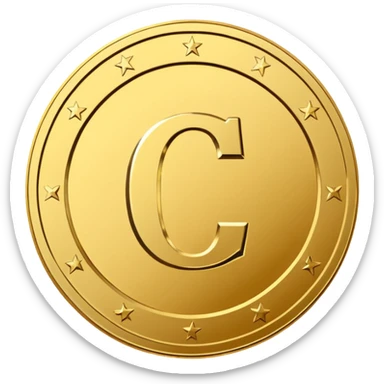 A premium gold coin icon with a clean, modern embossed design-system emblem in the center. No currency symbols. Center symbol: a simplified design-guideline glyph such as a minimal grid,  a C-shaped “credit” monogram, or three aligned dots representing design tokens.   sticker