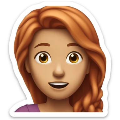 Woman long red hair jaw open like omg sticker
