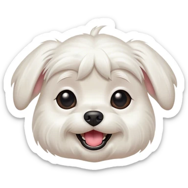 Cinematic Comical Maltese Portrait Emoji, Head tilted dramatically with an exaggeratedly amused or surprised expression, featuring a silky white coat with a playful sheen, wide, expressive dark eyes filled with exaggerated disbelief, Simplified yet hilariously expressive features, highly detailed, glowing with a slightly sassy glow, high shine, dramatic yet playful, stylized with an air of cheeky charm, bright and endearing, soft glowing outline, capturing the essence of a spirited and over-the-top companion, so meme-worthy it feels like it could side-eye its way into internet fame instantly! sticker