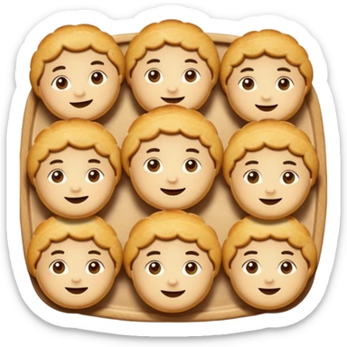 Baking community humanless avatar in vibrant style illustration. Pie, cookie, and muffin warm golden tones, simple shapes, flat design, high contrast, cozy and friendly. sticker