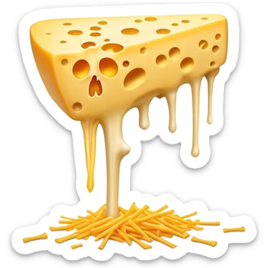 Glowing shredded cheese floating near a femur bone that has a magical golden light at its healing point. An ethereal K2 vitamin symbol pulses between them, channeling healing energy from the cheese to strengthen and repair the bone structure. sticker