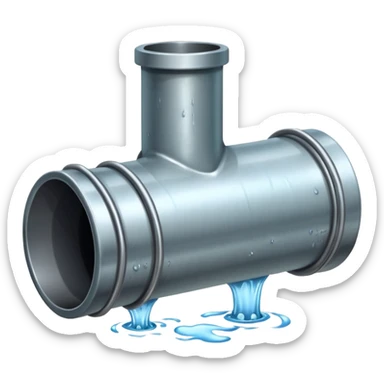 sewer steel shiny pipe with leaking water  sticker