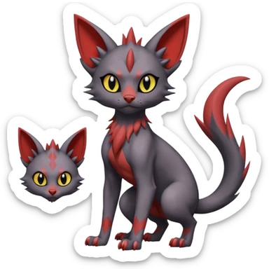 Noibat-Lykoi-Sphynx-Nargacuga-Litten-Torracat-fusion-Fakemon-Pokémon-creature  sticker