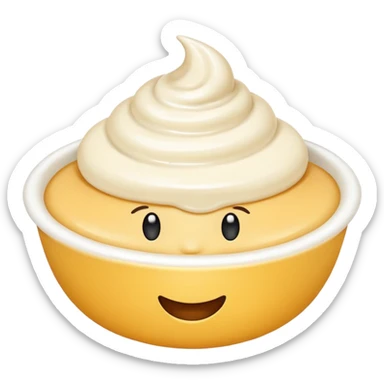 crème fraiche style emoji, simple and cute sticker