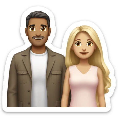 Puerto rican beard short brown hair  husband with blond long hair wife and brown long hair daughter Family  sticker
