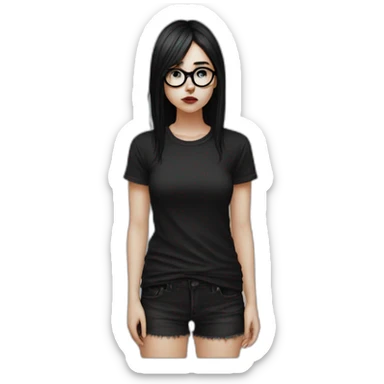 Sad+goth-girl-dark-hair-with-glasses-black-tshirt sticker