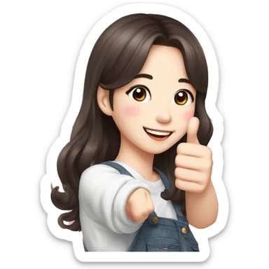 Cute Korean girl giving thumbs up kpop idol sticker