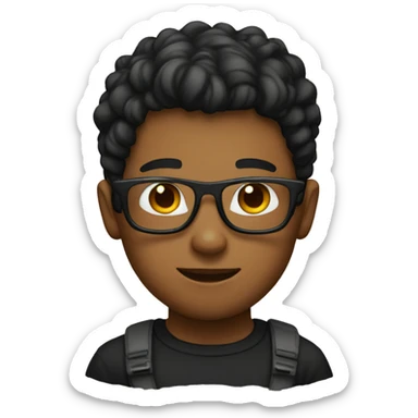 boy with black tshirt and geeky techy sticker