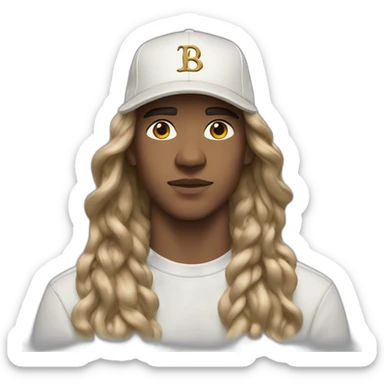 guy with burberry cap white nike sweatshirt long hair sticker