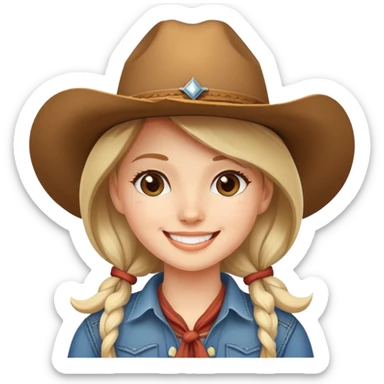 smiling girl in cowboy hat  sticker