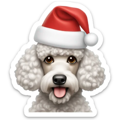 Poodle with Santa hat sticker