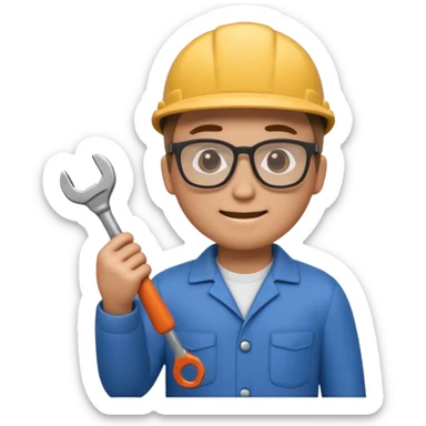 A 3D emoji with a Memoji style that the depicts a person who is learning to become a car mechanic as his highchool extended profile sticker