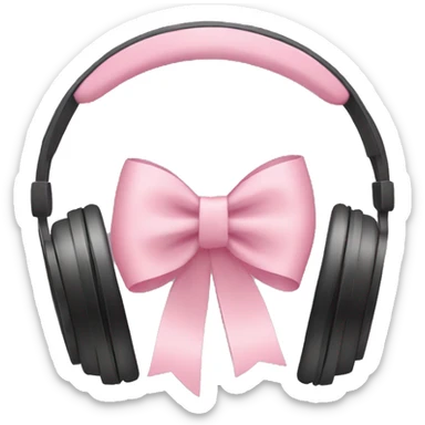 Light pink ribbon bow on headphones sticker