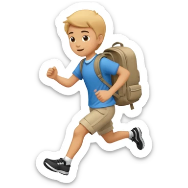 An emoji of a running schoolboy with a backpack, in a simplified, vector-like style similar to common emojis. Focus on clear silhouette and dynamic pose. sticker