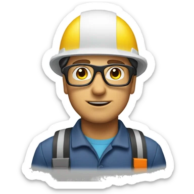 Caucasianman wearing safety helmet, glases and earplugs sticker