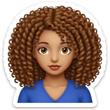 Beautiful Haitian and Puerto Rican girl with light brown skin and medium length curly very curly hair and beautiful hazel eyes sticker