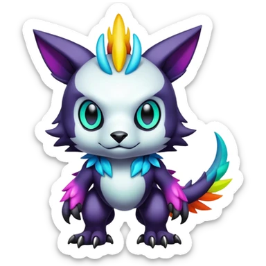 Cute cool colorful dark fantasy-Digimon-animal-hybrid full body sticker