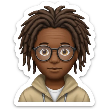 Boy with a locs hair on face put a glasses on and Black locs put locs on face too sticker