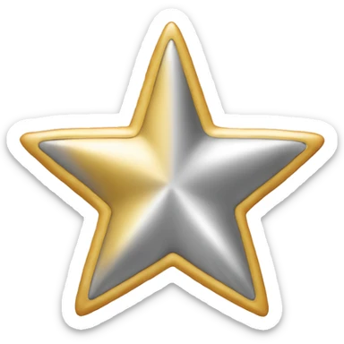 Create a silver star emoji identical to the classic gold star emoji (⭐️). It should match the same size, shape, and smooth shading, but in metallic silver. Keep the design simple and glossy, just like the original Apple star emoji. Rounded ends sticker