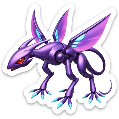 Shiny Futuristic Genesect-Miraidon-Lunala-Fakémon-hybrid-creature (full body)  sticker