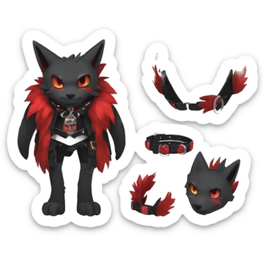cool edgy black punk red animal hybrid Fakemon collar full body sticker