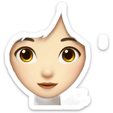 girl with dark brown wavy long hair and bangs himecut japanese sticker