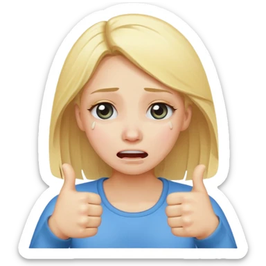 Double thumbs up blonde girl crying emoji sticker