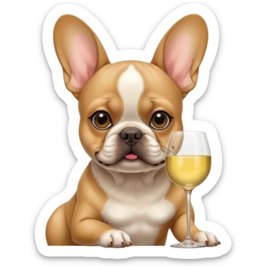 Female Fawn FRENCH BULLDOG drinking- white wine sticker